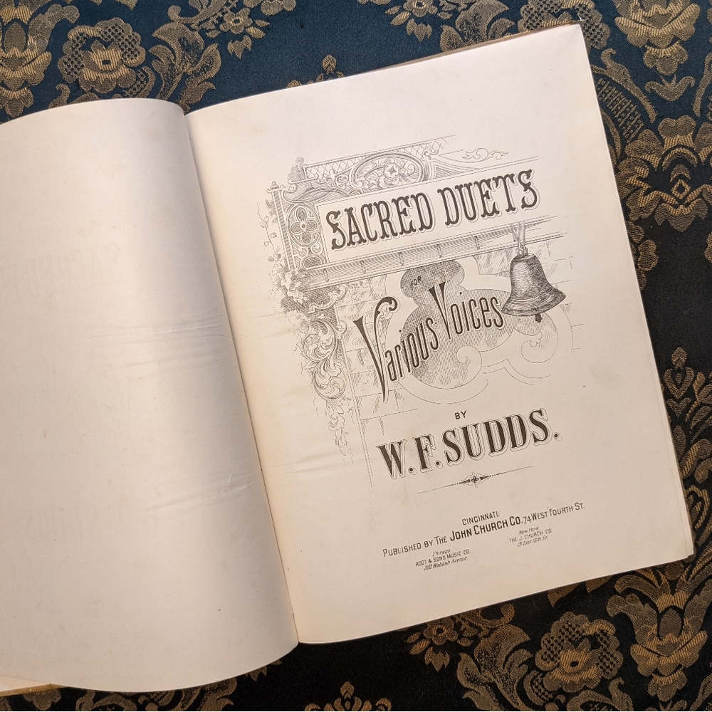 Antique 1889 Sacred Duets hymnal book